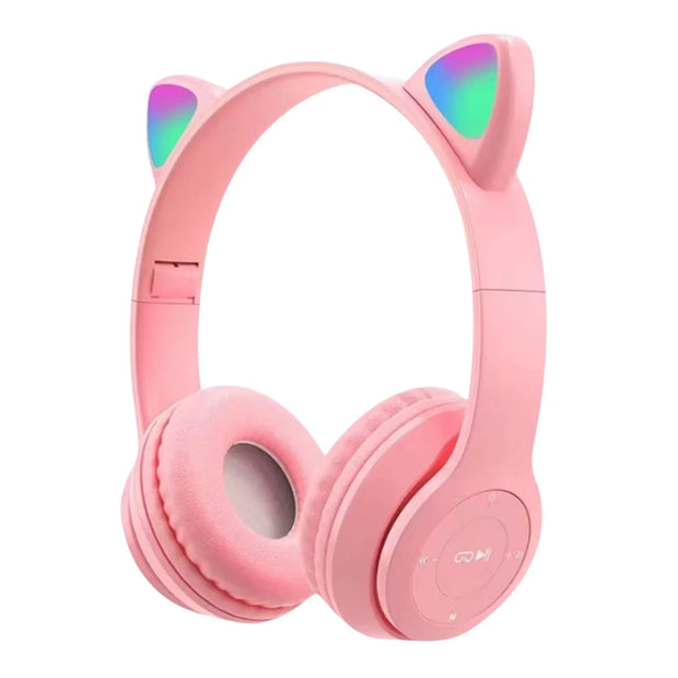 Cute Cat Ear Bluetooth Headphones LED Light Flash