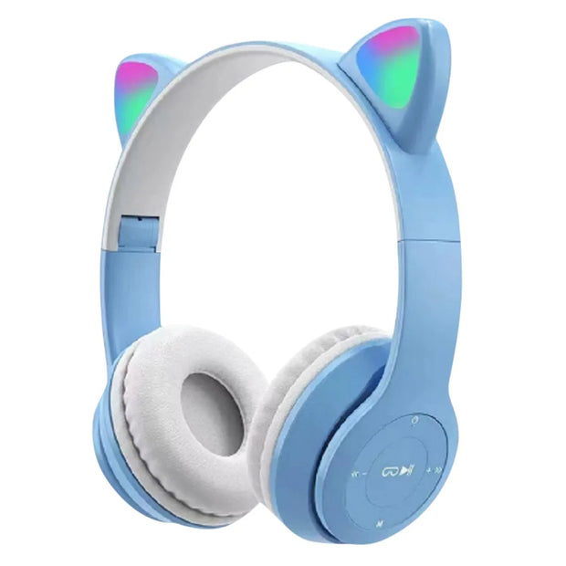 Cute Cat Ear Bluetooth Headphones LED Light Flash