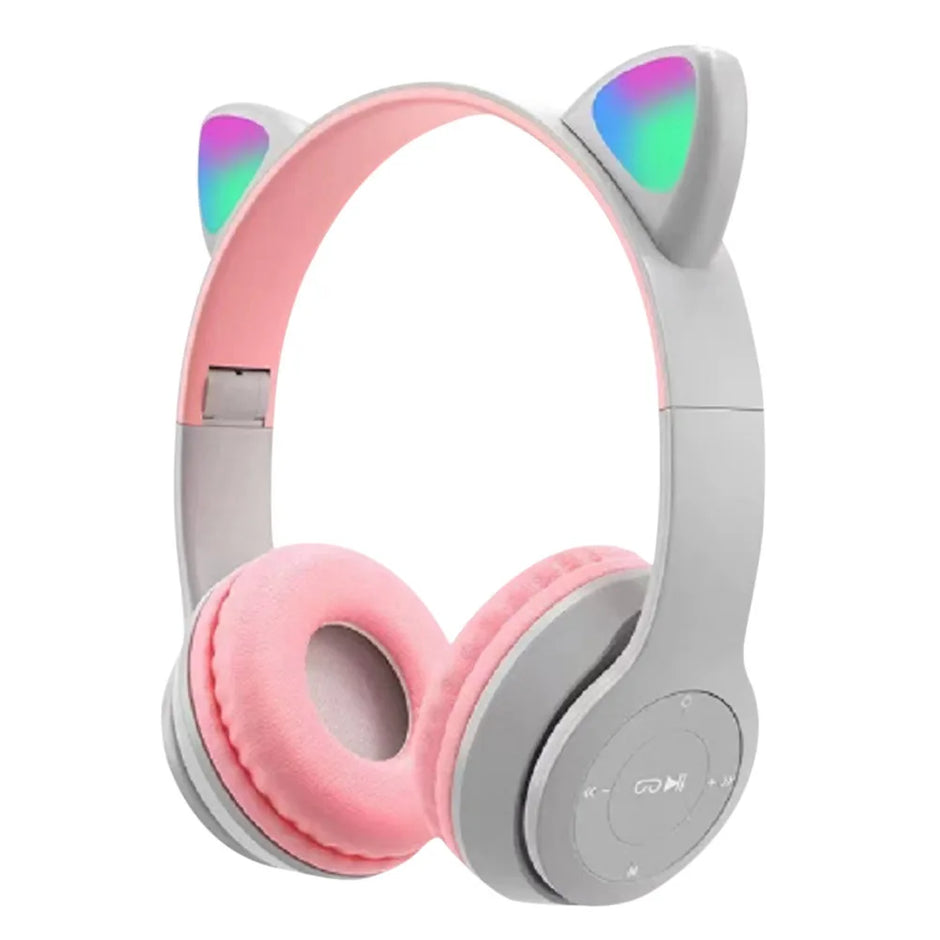 Cute Cat Ear Bluetooth Headphones LED Light Flash